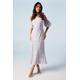Oasis Womens Rose Jacquard Puff Sleeve Asym Detail Bridesmaids Midi Dress - Lilac - Size 16 UK | Oasis Sale | Discount Designer Brands