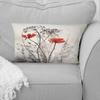 Designart - Red Grey Herb Garden I - Floral Printed Throw Pillow - Traditional Decorative Pillow For Bedroom