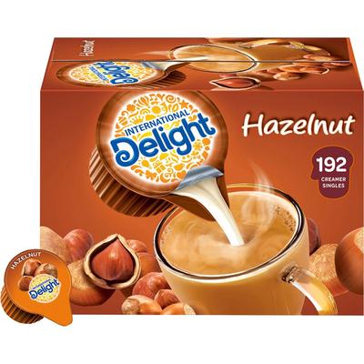 International Delight Hazelnut Liquid Creamer Singles, Hazelnut Flavor, 0.50 fl oz (15 mL), 192/Carton (ITDUPC0256100)