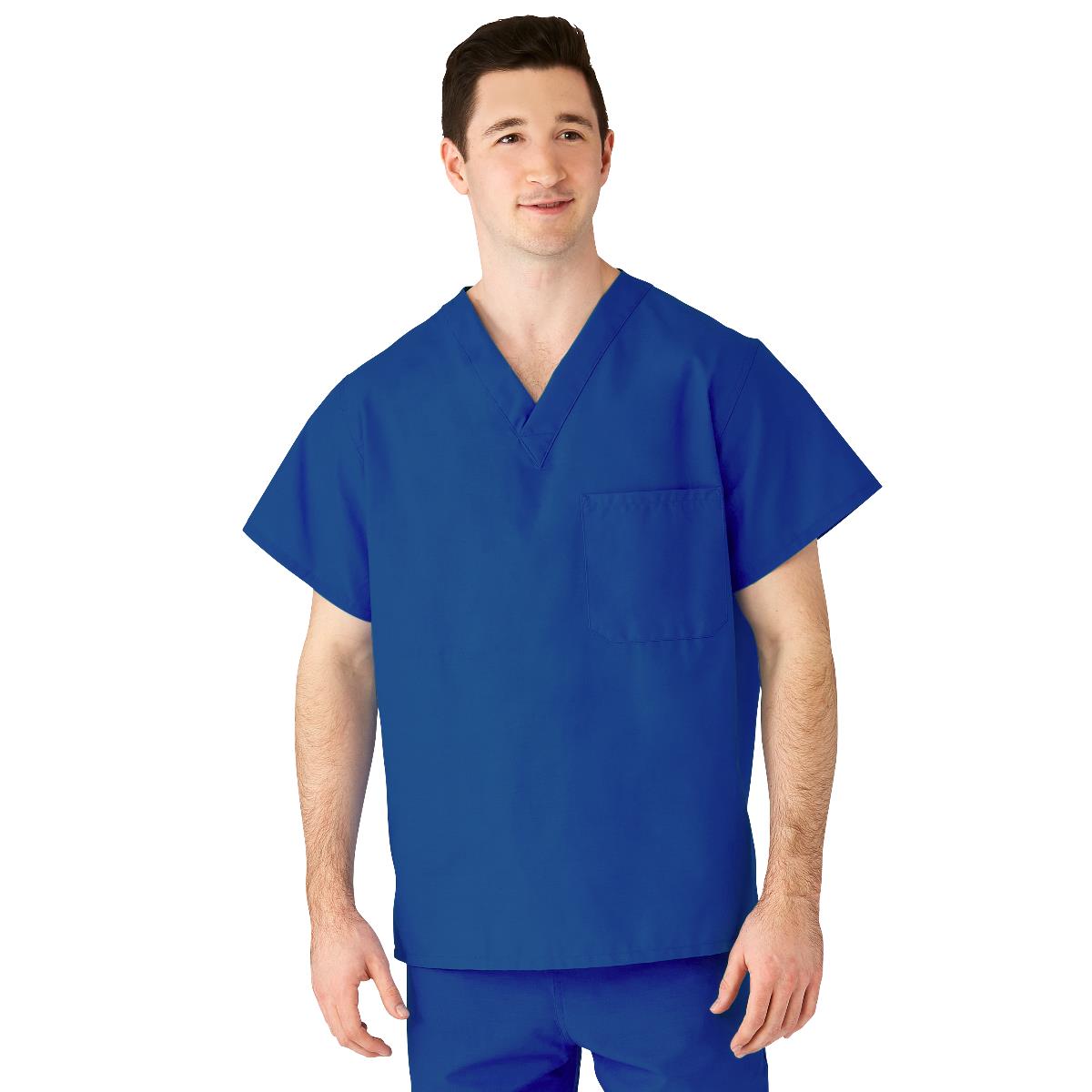 Medline AngelStat Unisex Reversible V-Neck Scrub Top with 2 Pockets, Sapphire, Size 5XL, Color Code, 1 EA (M610NHT5XL-CM)