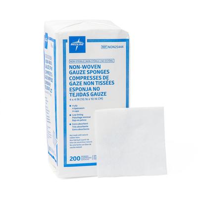 Medline Gauze Nonsterile Nonwoven 4-Ply Sponges, 4