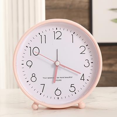 TEMU Battery-powered, Round Plastic Alarm Clock With Cartoon Design - Suitable For Home, Office, And School - Perfect Birthday Gift