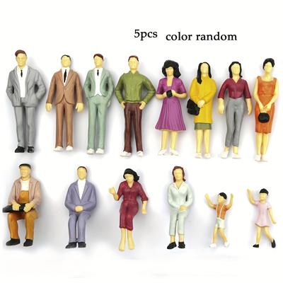 TEMU 5pcs Of 1:25 Scale Miniature Character Statues, Miniature Building Plastic Models, House People, Miniature Character , Standing And People, Suitable For Miniature (random Colors)