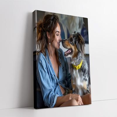 TEMU 1pc Customizable Contemporary Canvas Art Print, 11.8"x15.7" Personalized Wooden Wall Art With Photo, Ideal For Pets & Family, Living Room, Bedroom, Home Office Decor