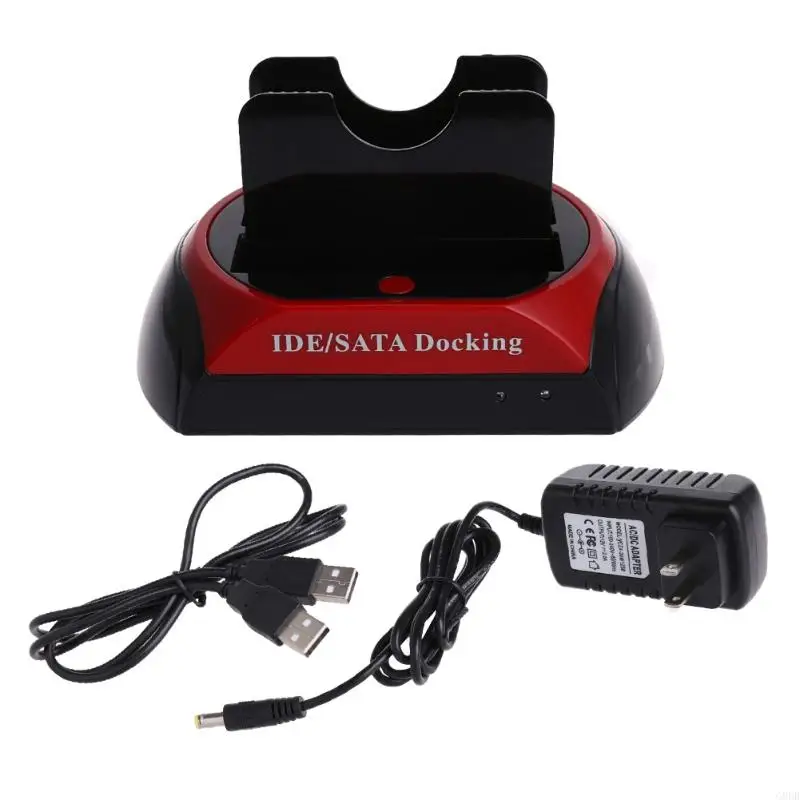 Festplatten-Dockingstation, USB 2.0 bis 2,5 3,5 Zoll SATA IDE Dual Slots externes Gehäuse mit All-in-1-Kartenleser Image