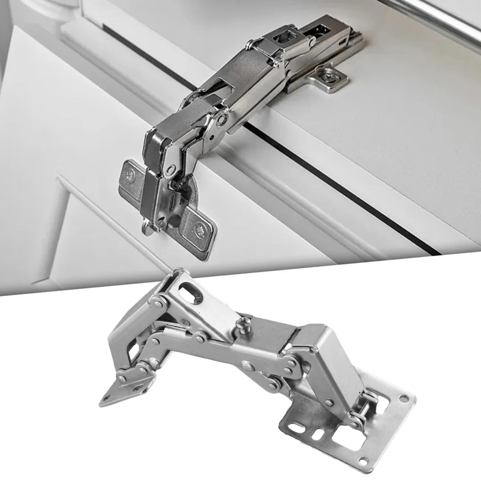 180-Grad-Scharniere, verdeckte Scharniere, großer Winkel, Küchenschränke, Kleiderschrankscharniere, schlitzfreie Pufferscharniere, verdickte Stegscharniere Image