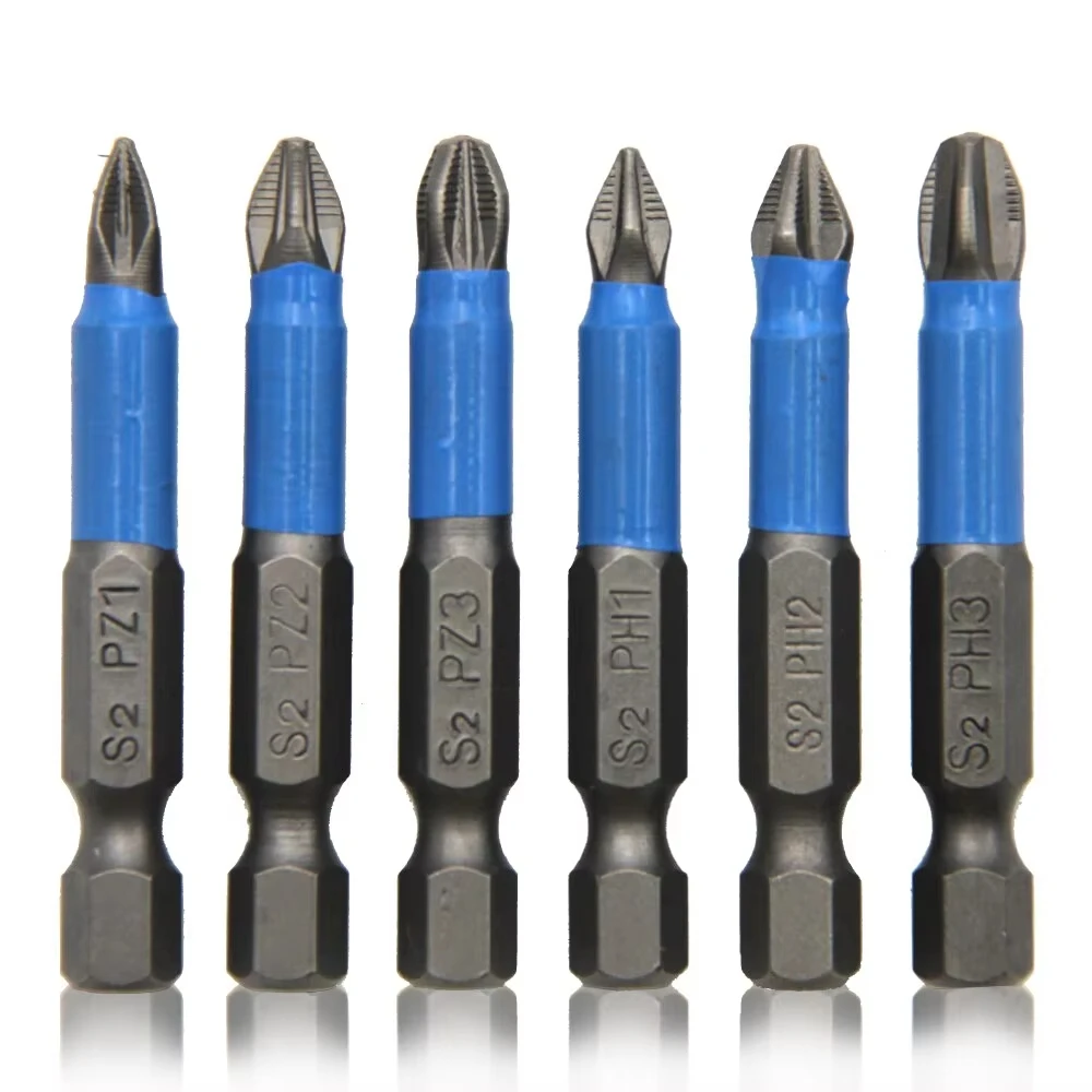 6Pcs Sechseckigen Griff Anti Skid Elektrische Schraubendreher Holzbearbeitung Kreuz Schraubendreher Werkzeug Set PH1 PH2 PH3 PZ1 PZ2 PZ3 Image