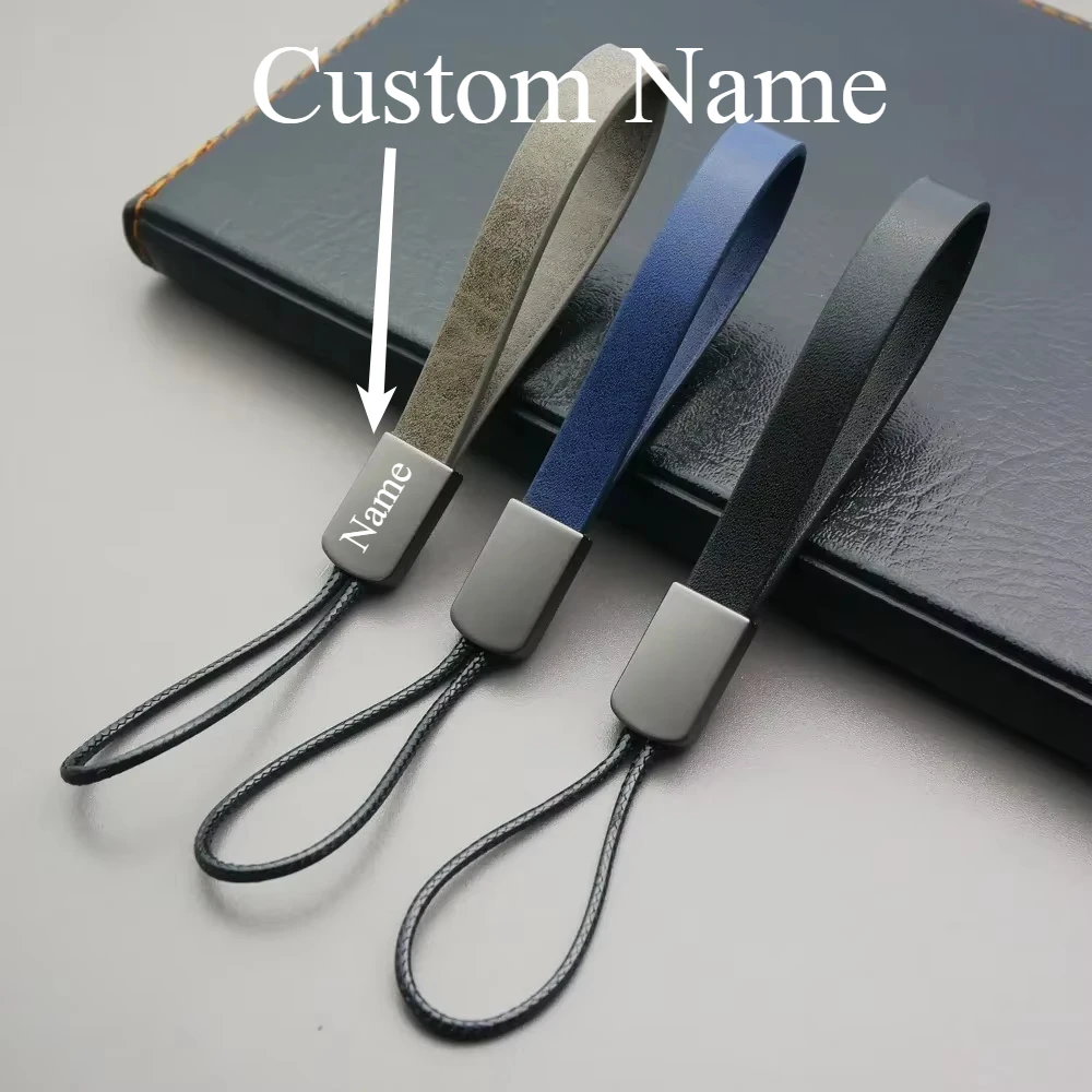 Benutzerdefinierte Name Einfachheit Schlüsselbund Kurze Lanyard Handgelenk Seil Anti-verloren Schlüsselring Auto Moto Tasche Anhänger für Mode Schlüssel Ring kette Geschenk Image