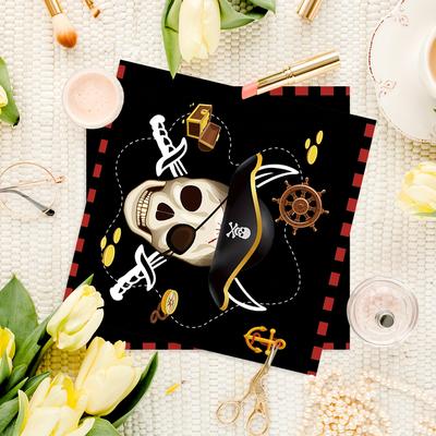 TEMU 20-pack Pirate Themed Paper Napkins - 2-ply Disposable Party Napkins For Birthday, Adventure, Nautical Parties - All Decorations Image