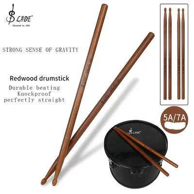 1 Paar professionelle Redwood Drum Sticks für Anfänger 5A 7A Redwood Drumsticks Set Drum Sticks Percussion Instrument Zubehör
