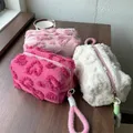 1 pz borse per cosmetici a forma di cuore di colore rosa rosso con cordino ragazza organizzatore da viaggio di grande capacità borse per trucco pelose carine per le donne
