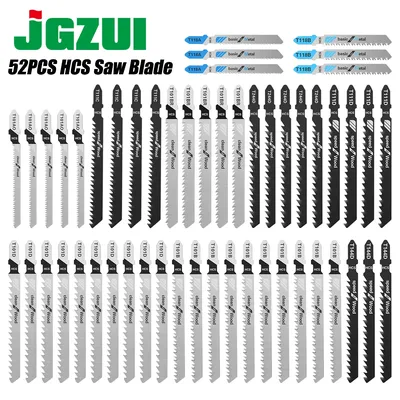 52pcs Jigsaw Blade Set T-Shaft HCS Assorted Jig Saw Blades for Wood Plastic Metal Cutting