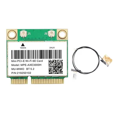 MPE-AXE3000H WiFi Card+Antenna WiFi 6E 2400Mbps Mini PCI-E for BT 5.2 802.11AX 2.4G/5G/6Ghz Wlan