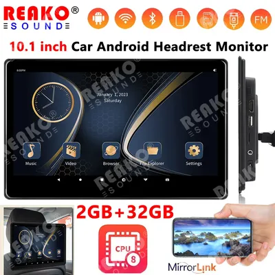 REAKOSOUND 10.1" Touch Screen 8 core Android 13 Car Headrest Monitor For Rear Seat Multimedia Player