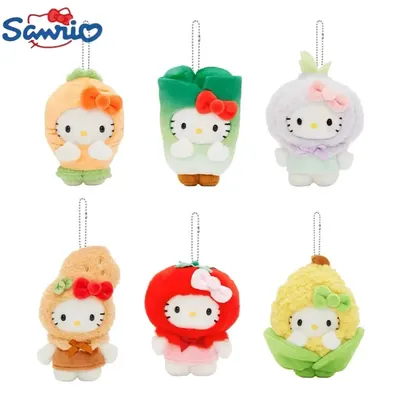 2025 New Sanrio Keychain Anime Vegetable Hello Kitty Doll Pendant Keyring Kawaii Onion Kitty