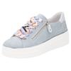Plateausneaker REMONTE, Damen, Gr. 39, weiß (hellblau, weiß), Veloursleder, kontrastfarbene Details, sportlich, Schuhe, Freizeitschuh, Halbschuh, Schnürschuh mit seitlichem Reißverschluss