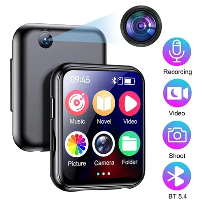 64GB MP3 Music Player Bluetooth 5.4 HiFi MP4 Full Touch Screen Built-in Speaker Recorder Camera