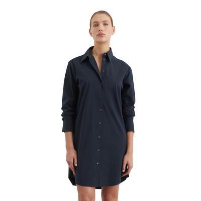 Hemdblusenkleid MARC O'POLO "aus Popeline", Damen, Gr. 32, Normalgrößen, blau (deep night blau), Obermaterial: 68% Baumwolle, 28% Polyamid, 4% Elasthan; Futter: 100% Nicht verfügbar, unifarben, casual, regular fit knielang, Langarm Manschette, Kleider Image