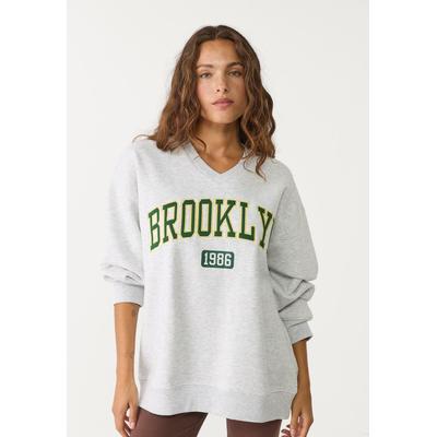Stradivarius Embroidered oversize sweatshirt Grey melange XL