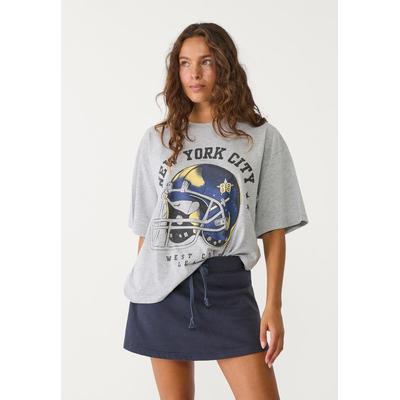 Stradivarius Oversize NYC T-shirt Grey melange XL