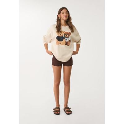 Stradivarius Bear print sweatshirt Ecru M