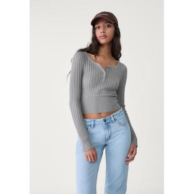 Stradivarius V-neck sweater with buttons Dark grey M