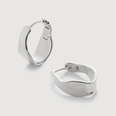 Sterling Silver Wave Medium Hoop Earrings