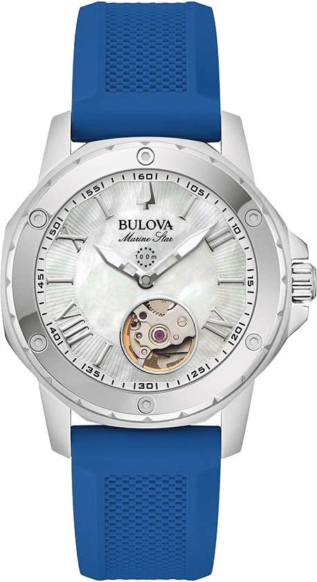 Bulova Marine Star Womens Blue Watch 96L324 Silicone - One Size | Bulova Sale | Discount Designer Brands