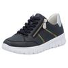 Sneaker RIEKER, Damen, Gr. 38, silber (nachtblau, silberfarben), Leder, kontrastfarbene Details, sportlich, Schuhe Sneaker, Schnürschuh, Halbschuh, Freizeitsneaker, seitlicher Reißverschluss