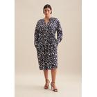 Sommerkleid SEIDENSTICKER "Schwarze Rose", Damen, Gr. 7XL (54), Normalgrößen, blau (dunkelblau), 100% Viskose, gepunktet, regular fit, Langarm, Kleider, Langarm Kragen Punkte