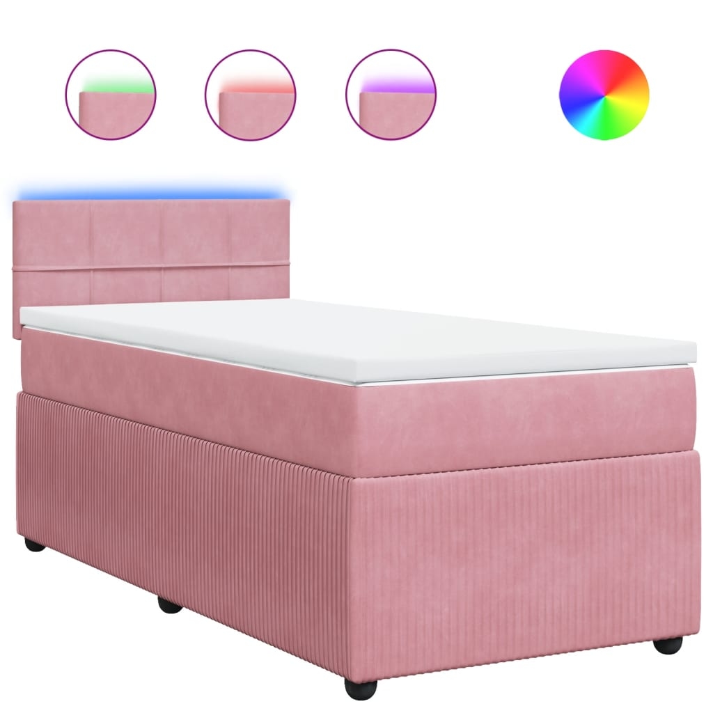vidaXL Boxspringbett mit Matratze Rosa 90x200 cm Samt Image