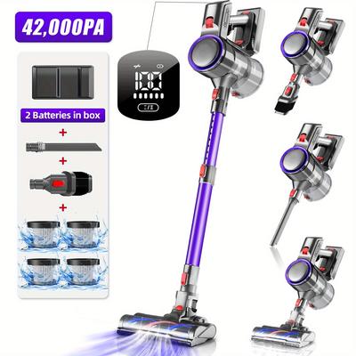 TEMU Cordless Vacuum Cleaner, 42000pa Cordless Vacuum Cleaner, Cordless Vacuum Cleaner With Touch Screen, H13 Hepa, Up To 50 Minutes, Anti- Brush, For Hard Floors, Carpet, Pet Hair. Image