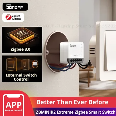SONOFF ZBMINIR2 Extreme Zigbee Smart Switch Detach Relay Externer Schalter Fernbedienung über eWeLink, kompatibel mit Zigbee Hubs
