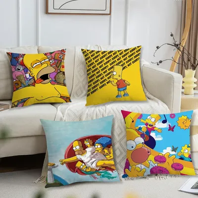 Lustiger Kissenbezug, quadratisches Kissen, Zimmer, Schlafzimmer, Kopfteil, Cartoon-Sofa, Image