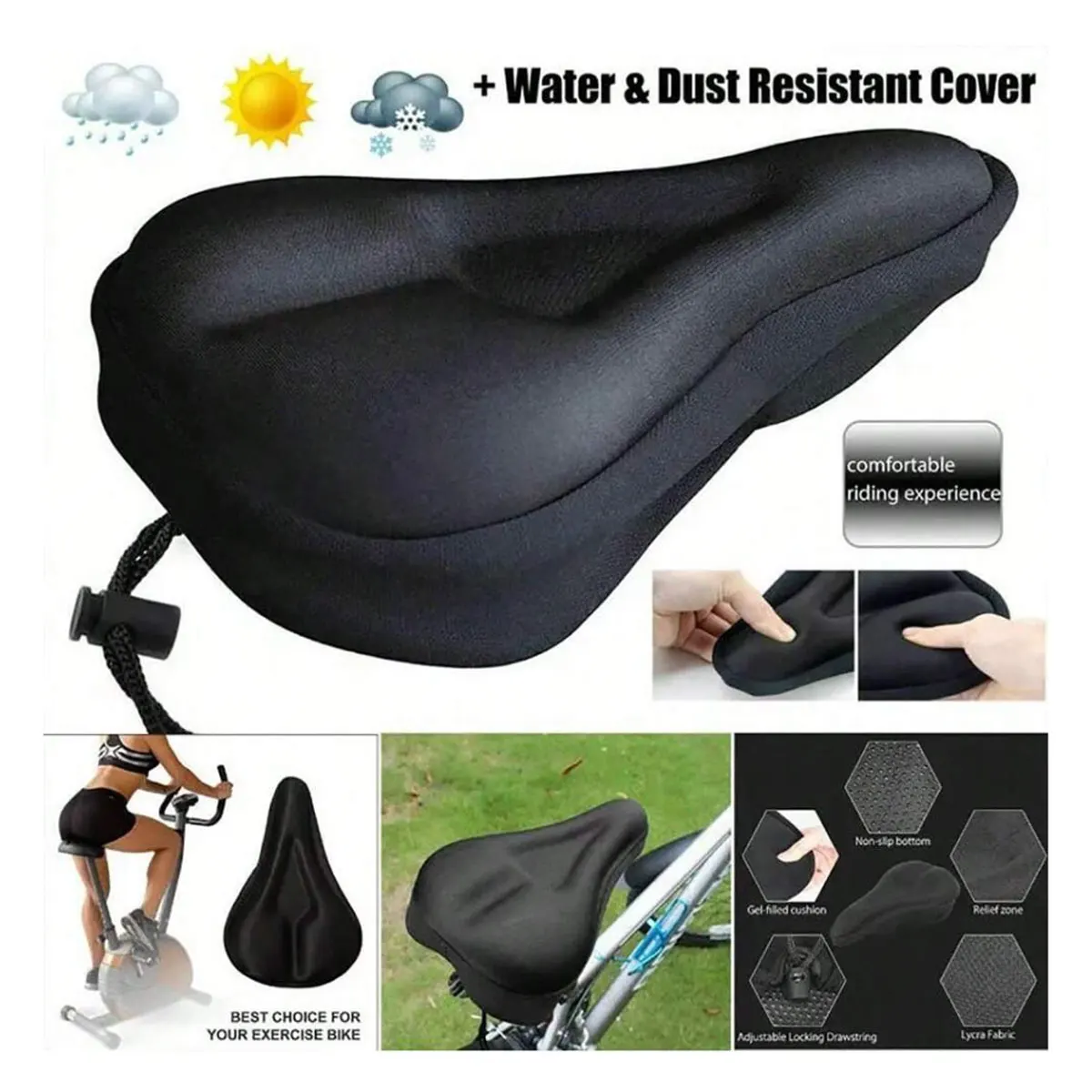 1PC Fahrradsitzbezug Gelkissen Mountainbike Rennrad bequemes atmungsaktives weiches Kissen für Männer und Frauen Image