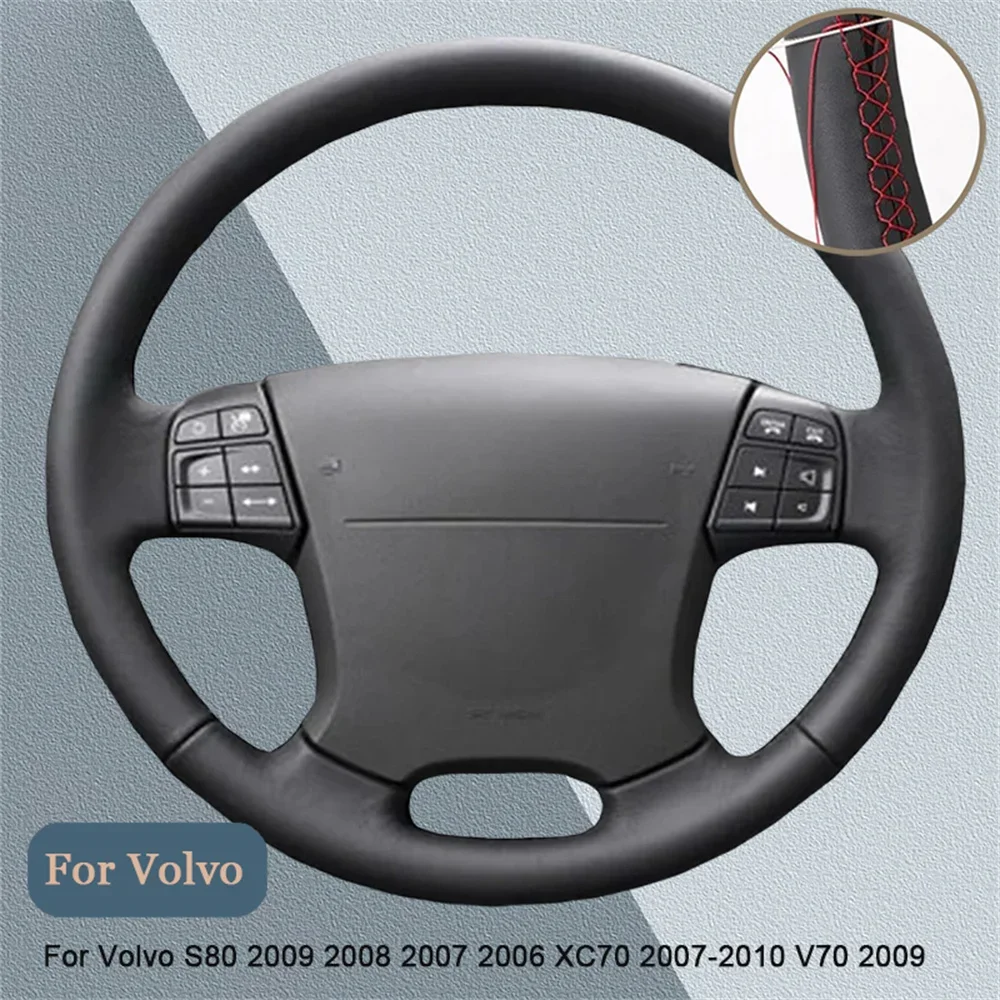 Auto lenkrad abdeckung aus Mikro faser leder für volvo s80 2007 2010 xc70 2014-2018 v70 Auto-Innenraum zubehör Image