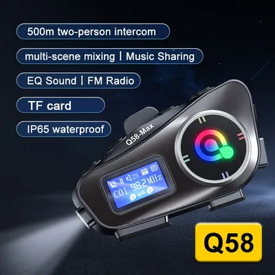 Bluetooth 5,3 Motorrad Helm Headset Intercom LCD-Display 500m Inter phone IP65 wasserdichte Intercom Image