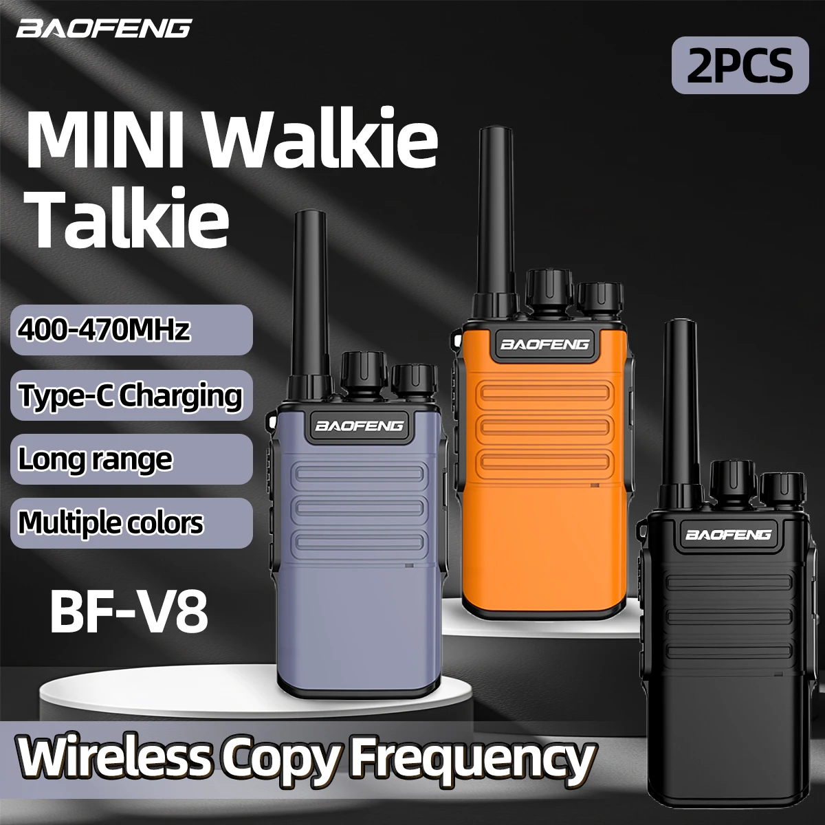 2PCS Baofeng Mini Walkie Talkie BF-V8 Long Range UHF Große Kapazität Transceiver Zwei Weg Ham Radio Für Restaurant Hotel Image