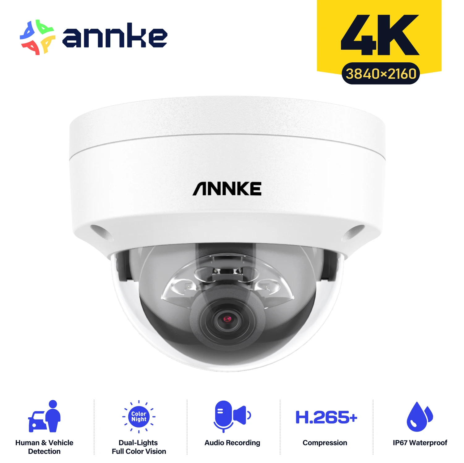 ANNKE C800 4K PoE Sicherheit Kamera Outdoor IK10 8MP Smart Dual Licht Integrierte Mikrofon Video Überwachung IP Sicherheit Kamera Image