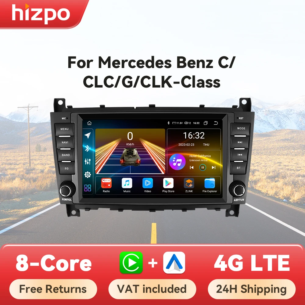Hizpo 8 "Android Auto Radio Für Mercedes Benz C-Klasse W203 W209 C180 C200 CLK200 Carplay Auto multimedia GPS 2din Autoradio 7862 Image