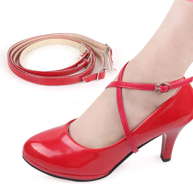 2 Paar Kreuz-Schuhriemen aus Kunstleder, Ersatz-Schnürsenkel für High Heels, Damenmode, schlanke Kreuz-High-Heel-Riemen Image