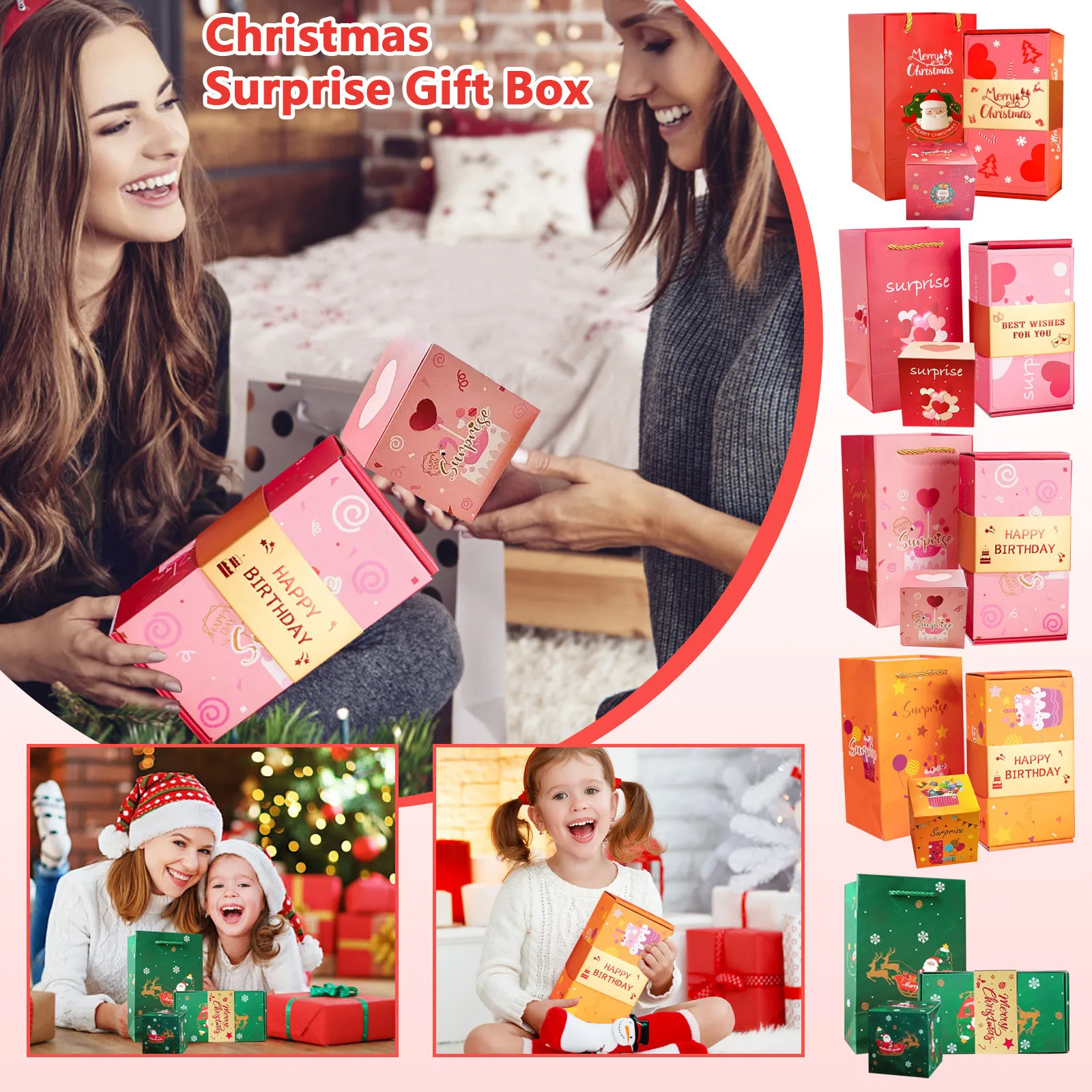 Überraschung Explosion Geschenk box Cash Bounce explodierende Box mit Konfetti für Geldkarten Foto alles Gute zum Geburtstag Jubiläum Valentinstag Image