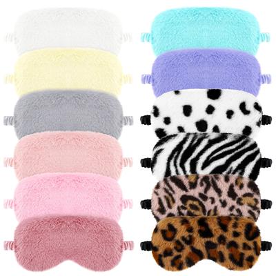 TEMU 12pcs Set Of Plush Eye Masks, Soft Sleep Eye Masks, Fluffy And Comfortable Sleep Eye Masks, Suitable For Adult Women And Men To Overnight As Birthday Party Gifts