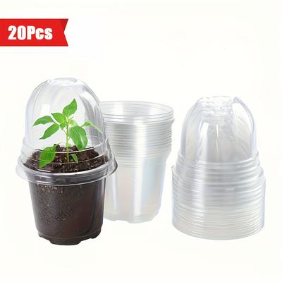 TEMU 20 Sets Of 4-inch Transparent Hard Seedling Cups With