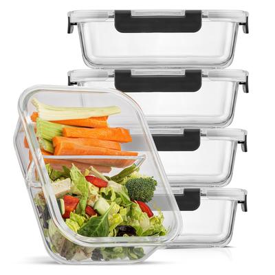 TEMU Divided Food Storage Containers With Airtight. 5pcs Glass Meal Prep Containers 2 Compartment Set Glass Bento Box. Reusable Food Containers, Portion Control Containers For Weight Loss