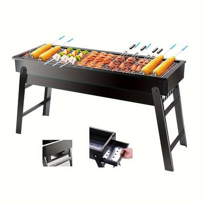 TEMU Folding Portable Bbq Charcoal Grill, Outdoor Grill, Camping Picnic Beach Bbq (black)