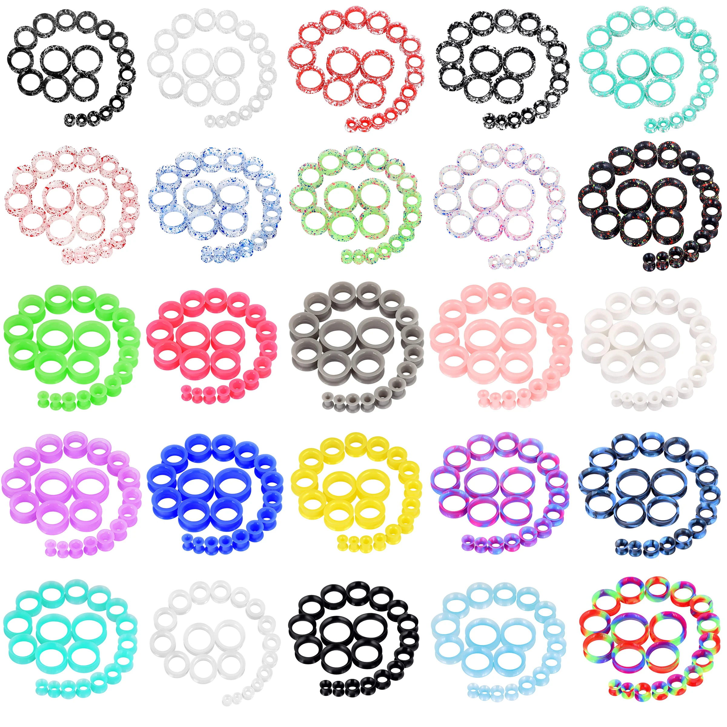 20pcs/Lot 6-25MM Flexible Silikon Ohrstöpsel und Tunnel Ohr Piercings Earlets Stretchers Expander Ohr Dilations Körperschmuck Image