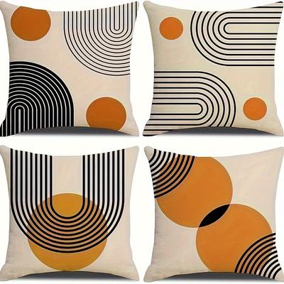 TEMU 4pcs, Linen Bohemian Pattern Pillowcase Single-sided Printing 45x45cm(18x18inch) Pillow Cushion Cover Without Pillow