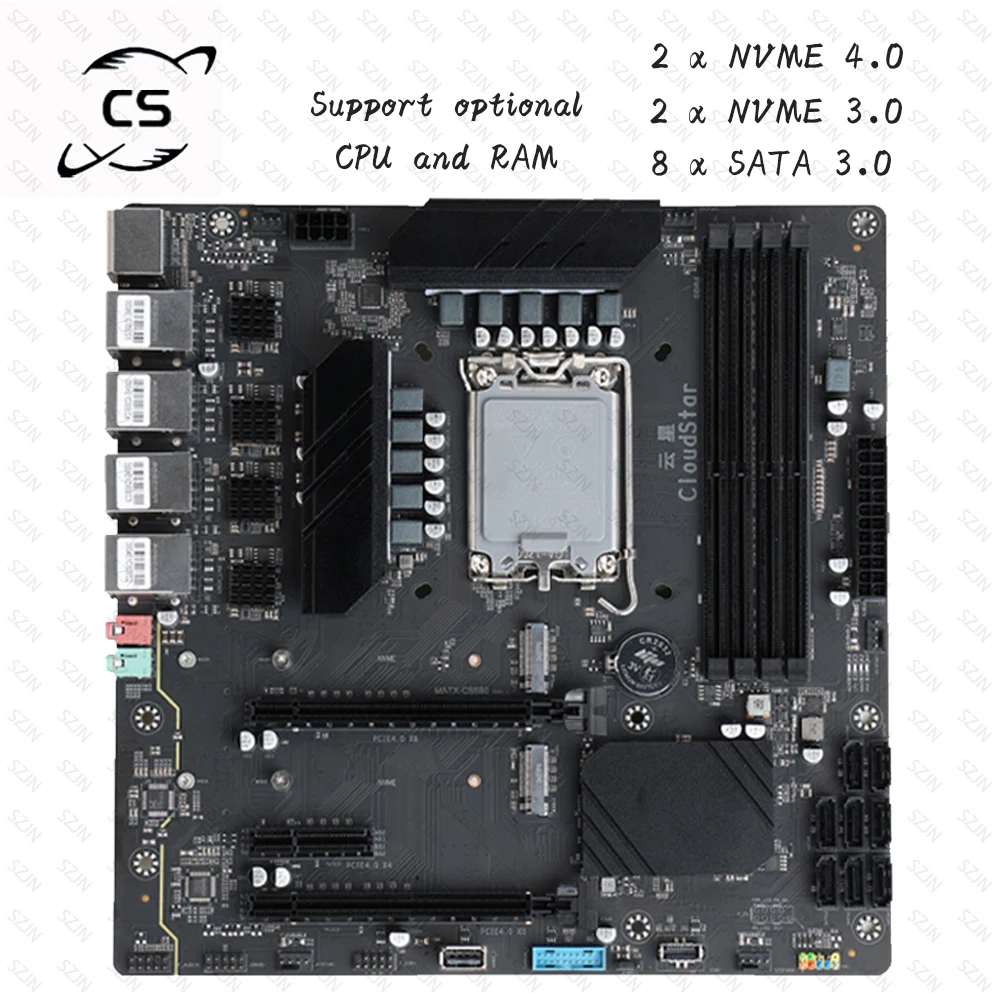 Z690 Motherboard NAS Bulid Low Energy Consumppton Unterstützt Intel-Prozessor M.2 NVME 8 Native SATA AV1-Format, harte Dekodierung Image