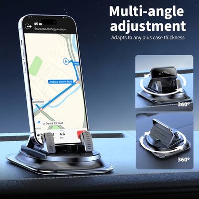 TEMU 1pc 360Â° Rotatable Car Phone Holder, Abs Hexagonal Dashboard Mount With Adhesive Suction Cup For Auto Navigation And Control, Phone Holder For Car